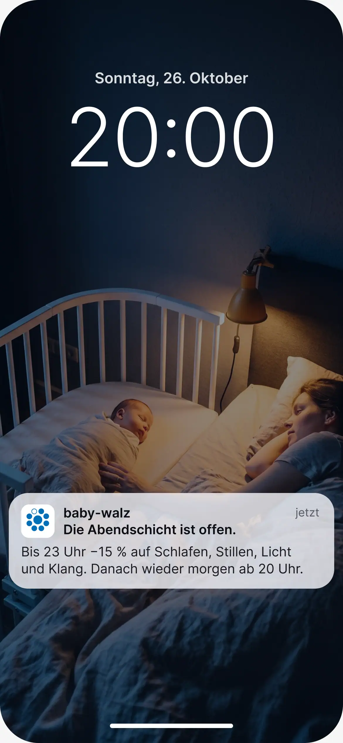 Push notification at 20:00 on a lock screen