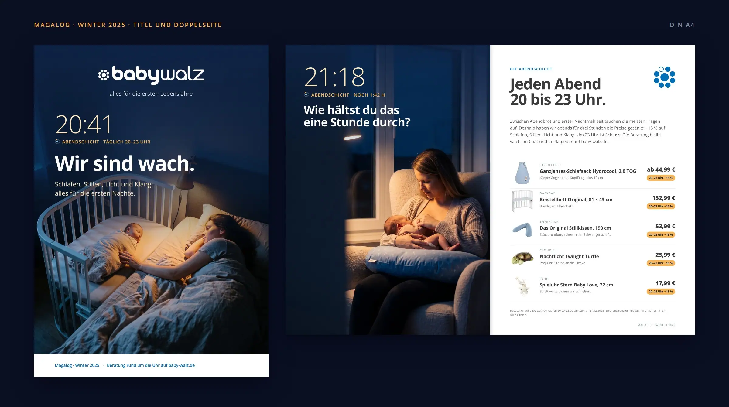 Magalog winter cover and the Abendschicht double page
