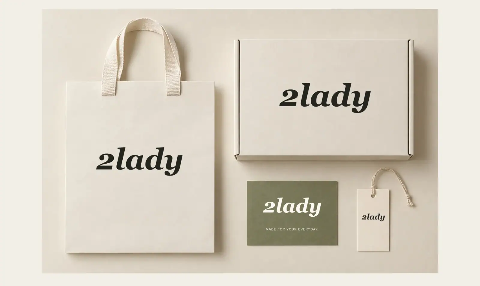 2lady coordinated packaging with the full-name wordmark