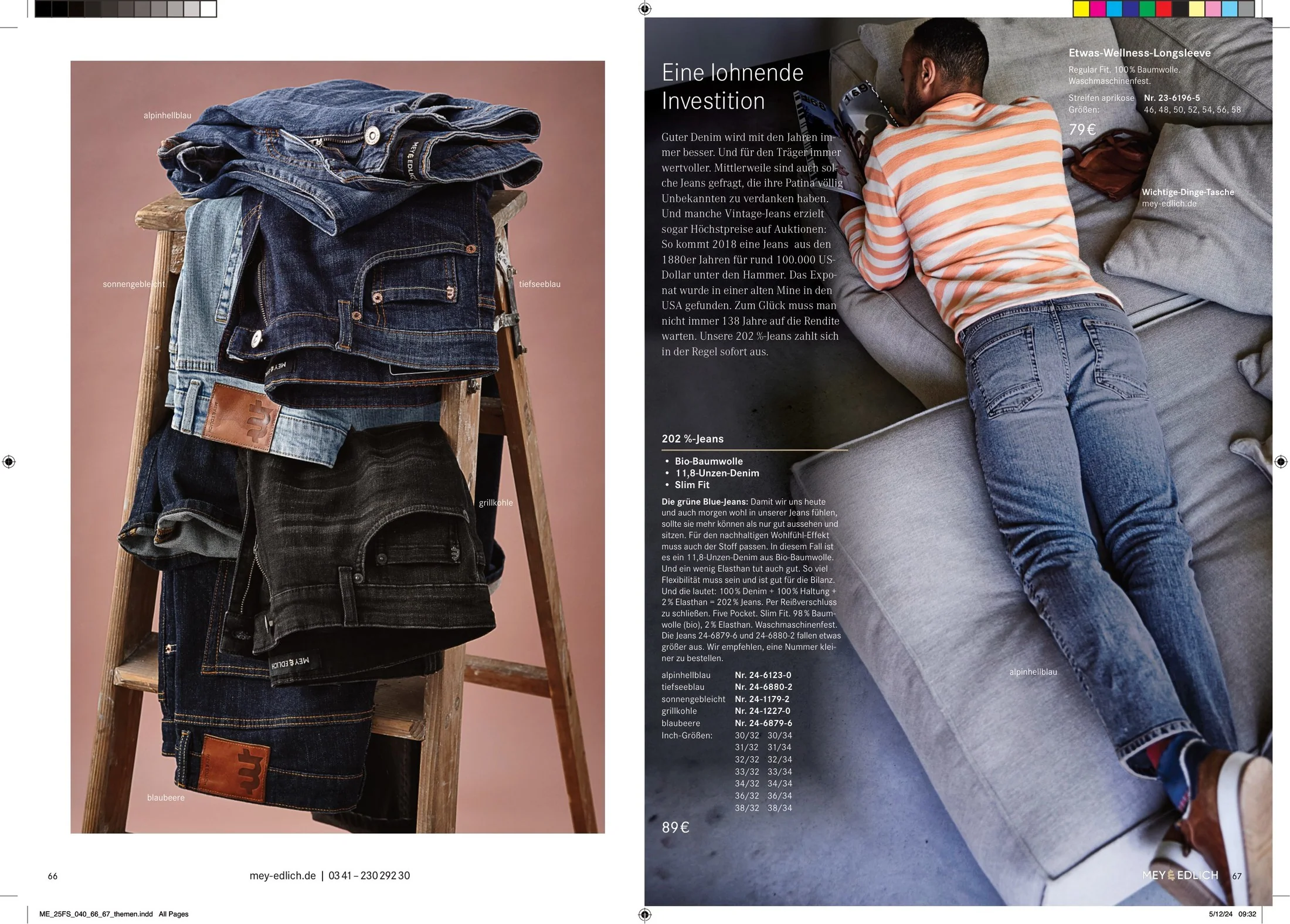 Catalogue layout by Phúc Trần / „Eine lohnende Investition.“ A worthwhile investment. Denim